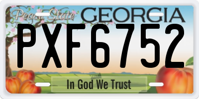 GA license plate PXF6752