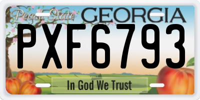 GA license plate PXF6793