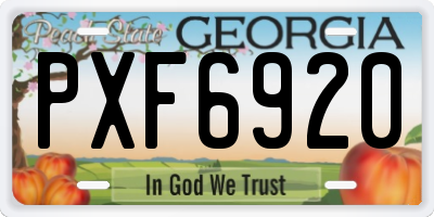 GA license plate PXF6920