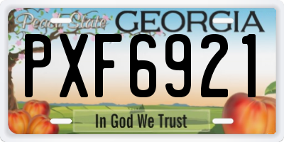 GA license plate PXF6921