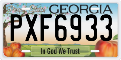 GA license plate PXF6933