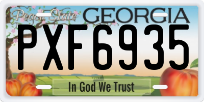 GA license plate PXF6935