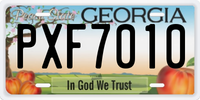GA license plate PXF7010