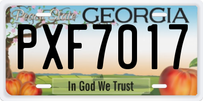 GA license plate PXF7017