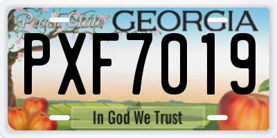 GA license plate PXF7019