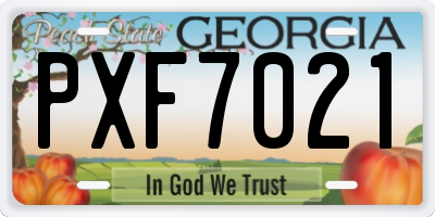 GA license plate PXF7021