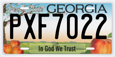 GA license plate PXF7022