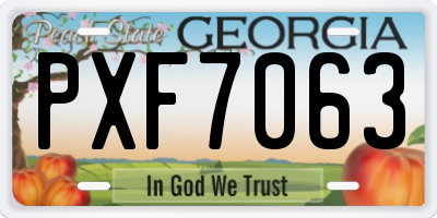 GA license plate PXF7063
