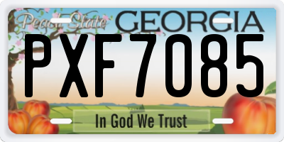 GA license plate PXF7085