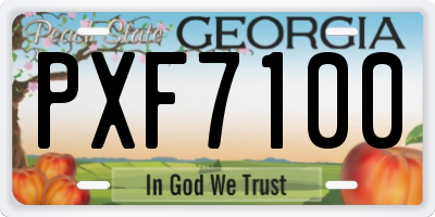 GA license plate PXF7100
