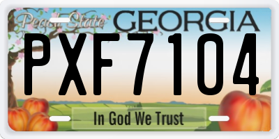 GA license plate PXF7104