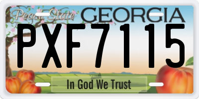 GA license plate PXF7115