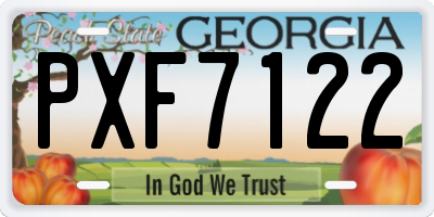 GA license plate PXF7122