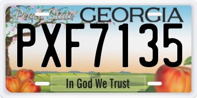GA license plate PXF7135