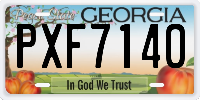 GA license plate PXF7140