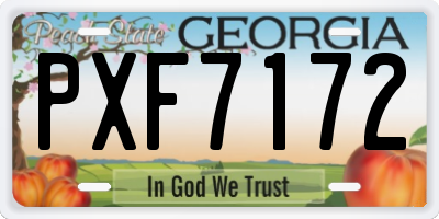 GA license plate PXF7172