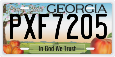 GA license plate PXF7205