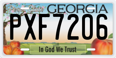 GA license plate PXF7206
