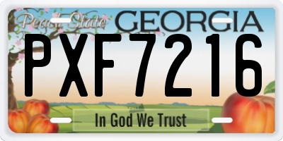 GA license plate PXF7216