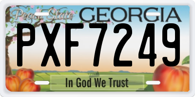 GA license plate PXF7249
