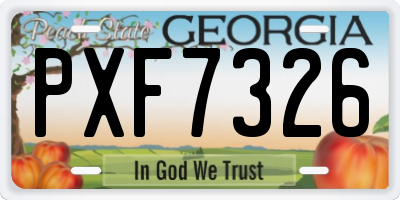 GA license plate PXF7326