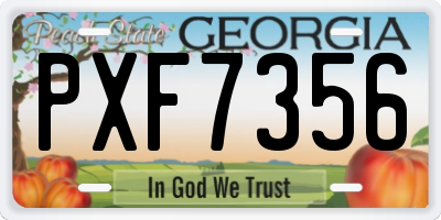 GA license plate PXF7356
