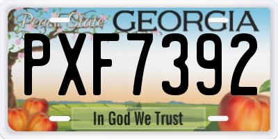 GA license plate PXF7392