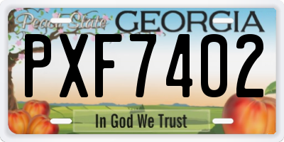 GA license plate PXF7402