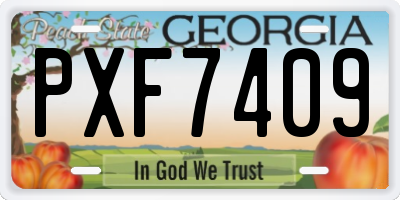 GA license plate PXF7409