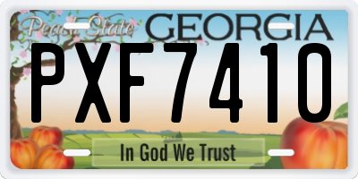 GA license plate PXF7410