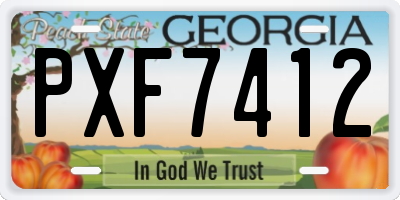 GA license plate PXF7412