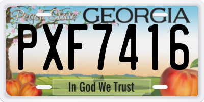 GA license plate PXF7416