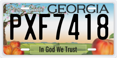 GA license plate PXF7418