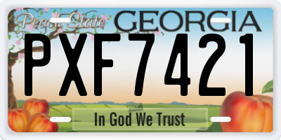 GA license plate PXF7421