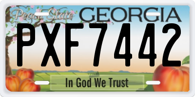 GA license plate PXF7442