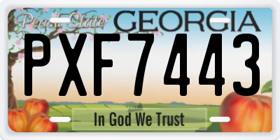 GA license plate PXF7443