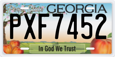 GA license plate PXF7452