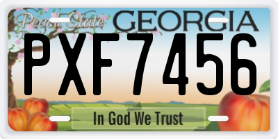 GA license plate PXF7456