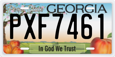 GA license plate PXF7461