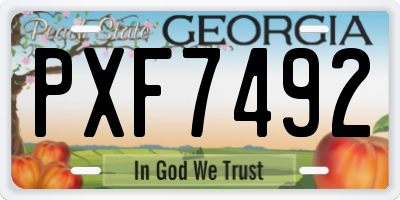 GA license plate PXF7492