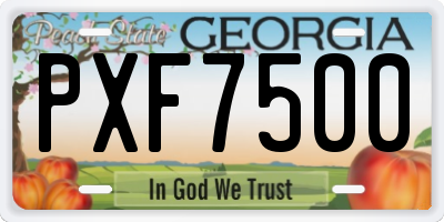 GA license plate PXF7500