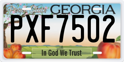 GA license plate PXF7502