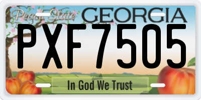 GA license plate PXF7505