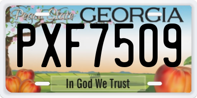 GA license plate PXF7509