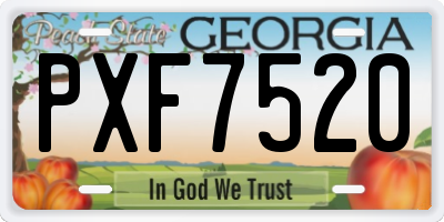 GA license plate PXF7520