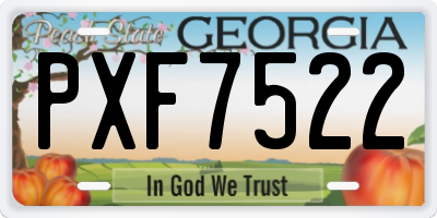 GA license plate PXF7522