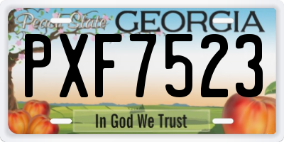 GA license plate PXF7523