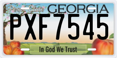 GA license plate PXF7545