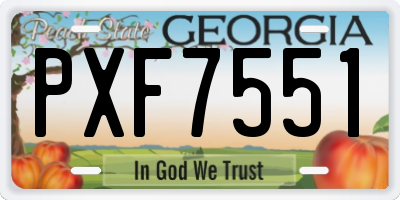 GA license plate PXF7551