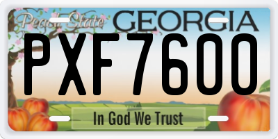 GA license plate PXF7600